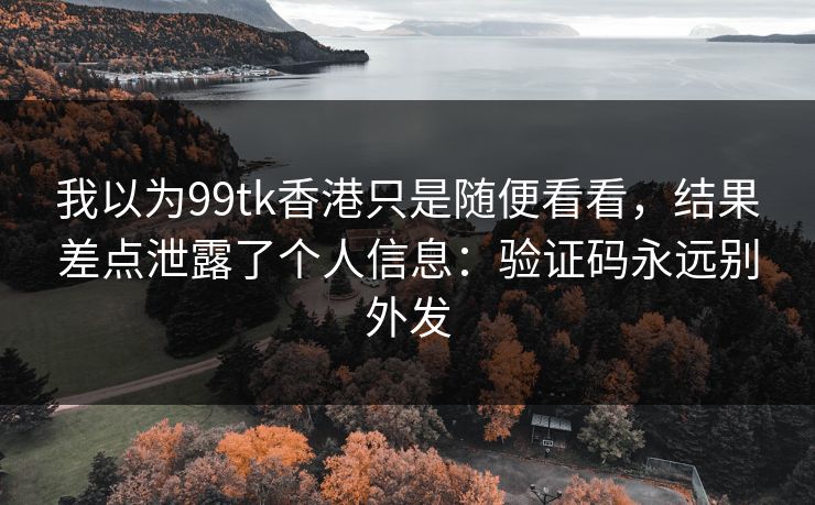 我以为99tk香港只是随便看看，结果差点泄露了个人信息：验证码永远别外发
