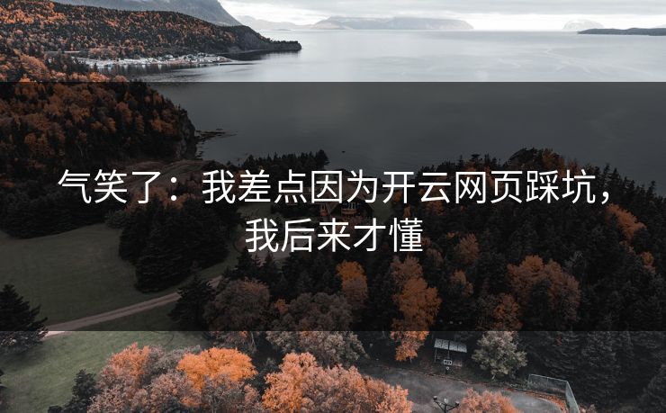 气笑了：我差点因为开云网页踩坑，我后来才懂