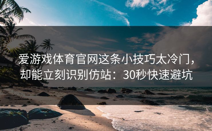 爱游戏体育官网这条小技巧太冷门，却能立刻识别仿站：30秒快速避坑